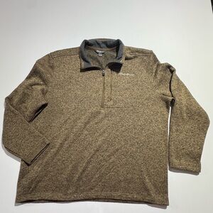 Eddie Bauer Men's Brown Knit Sweater Size XXL Long Sleeve Logo 1/4-Zip